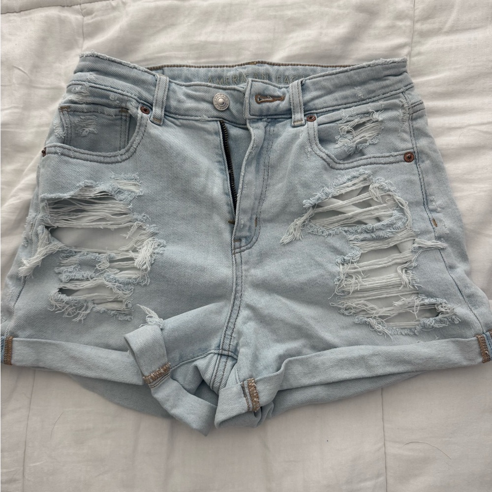American Eagle Distressed Light Wash Denim Shorts